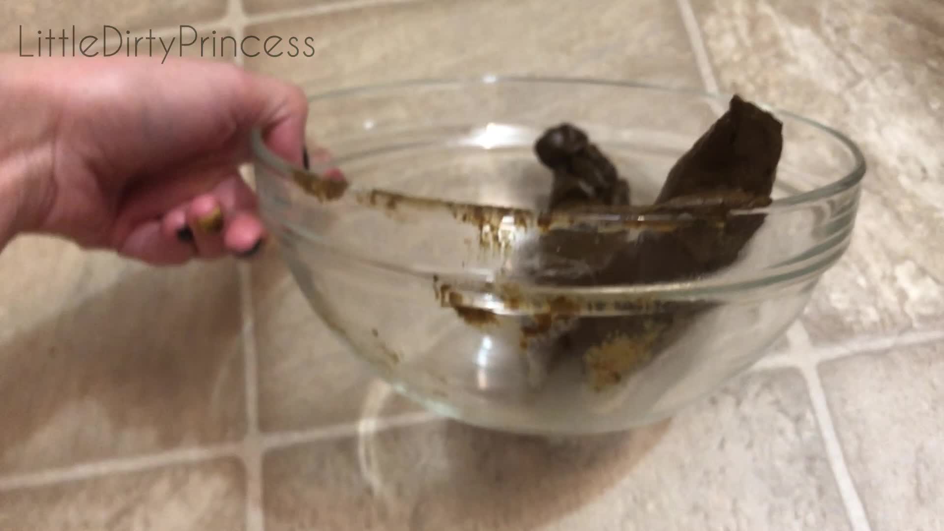 LittleDirtyPrincess – Pooping a long thick one into a bowl in my bedroom