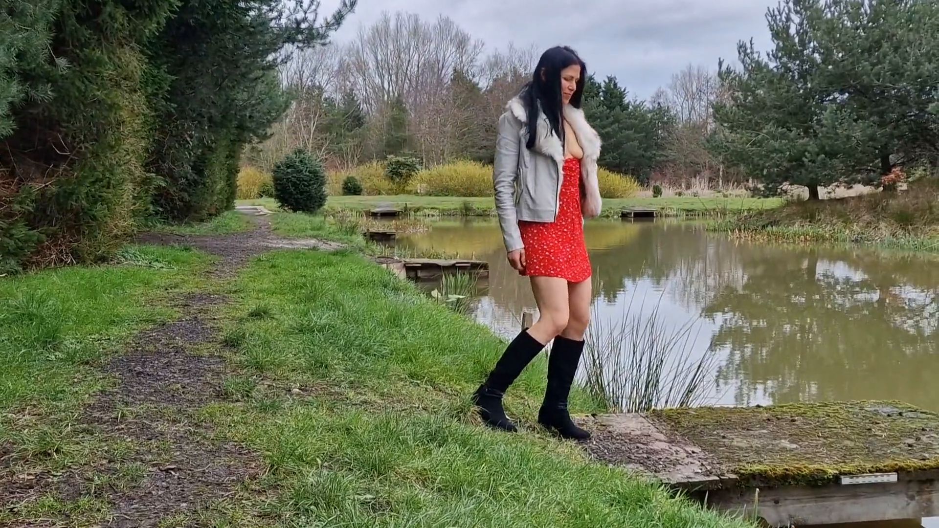 Risky public nudity and peeing