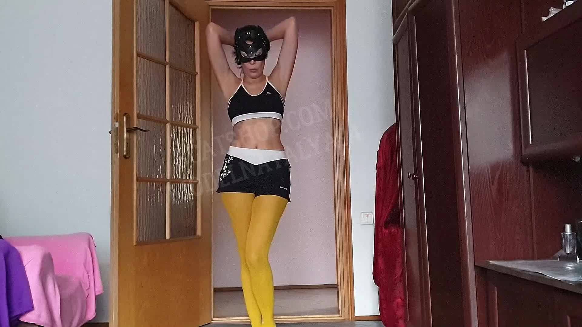 Natalia pissing in pantyhose with shorts ModelNatalya94