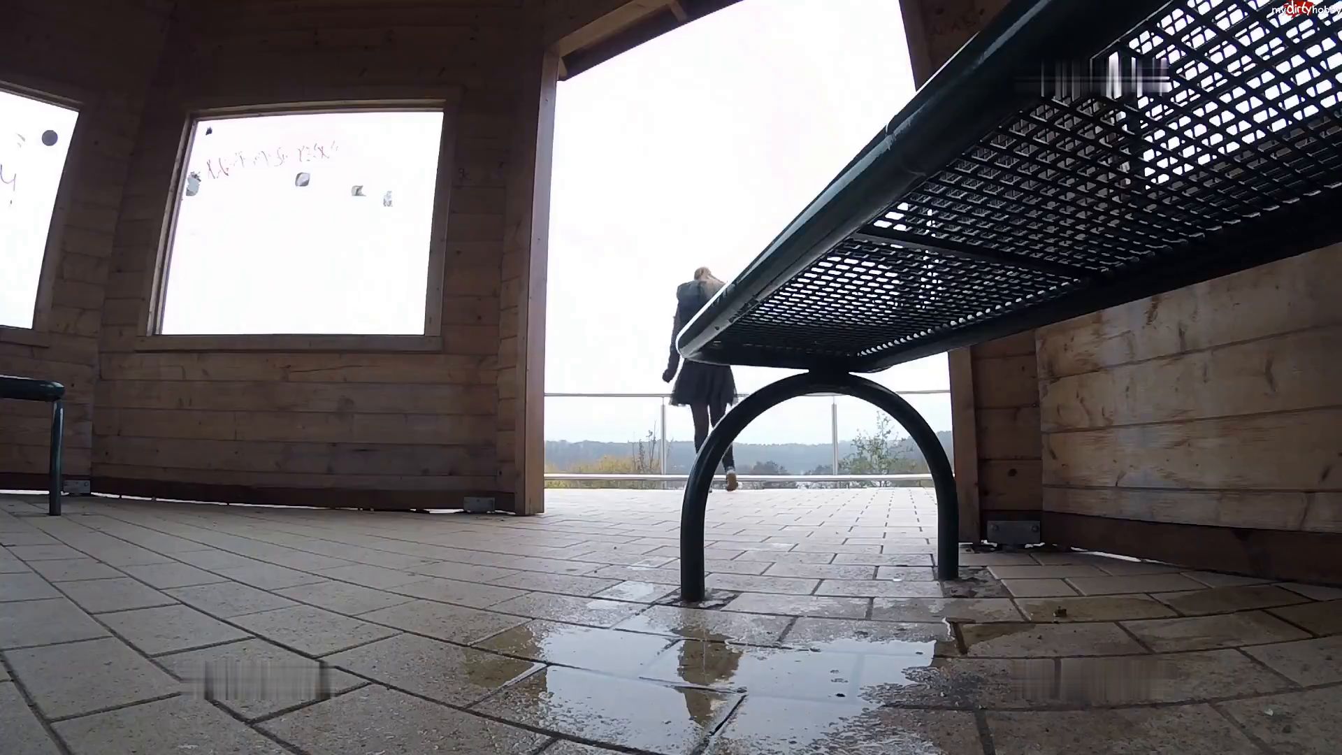 Public Bench Pantyhose Puddle