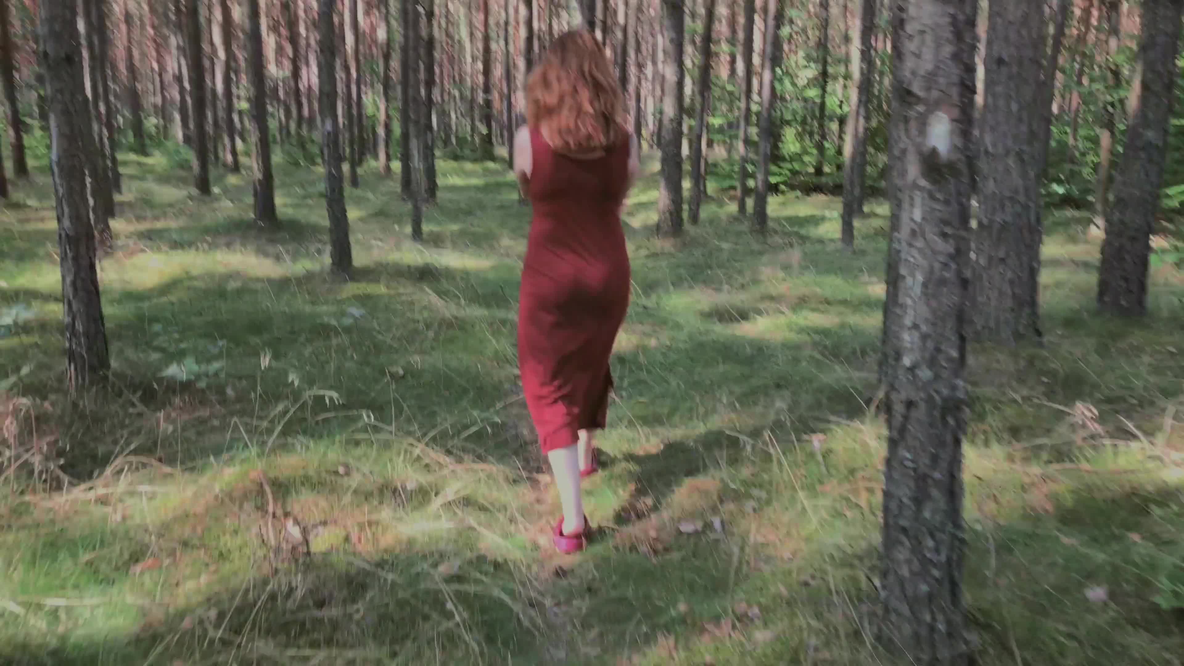 Playful Redhead Pissing in Forest and Showing her Big Boobs