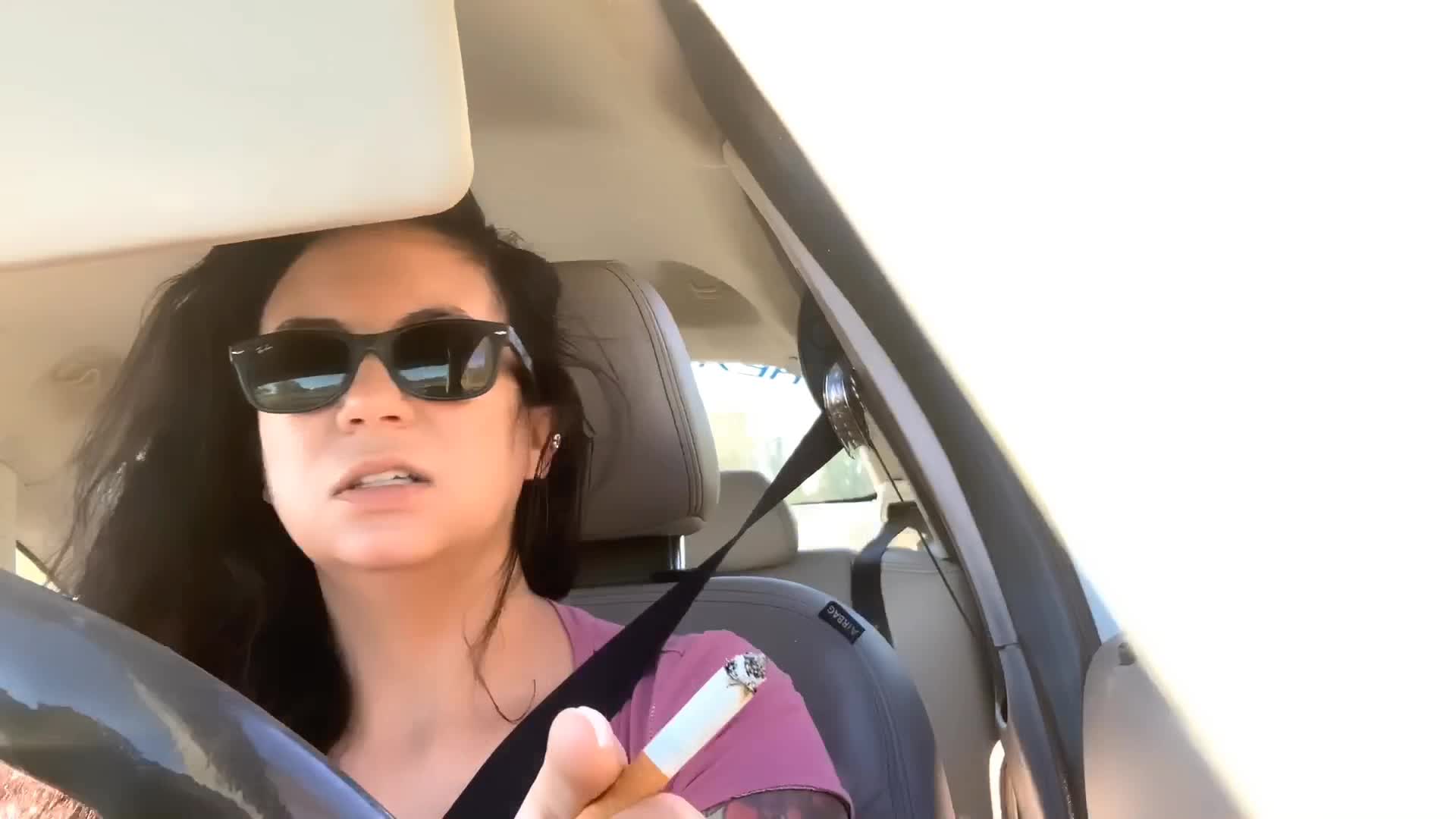 Smoking and peeing in car