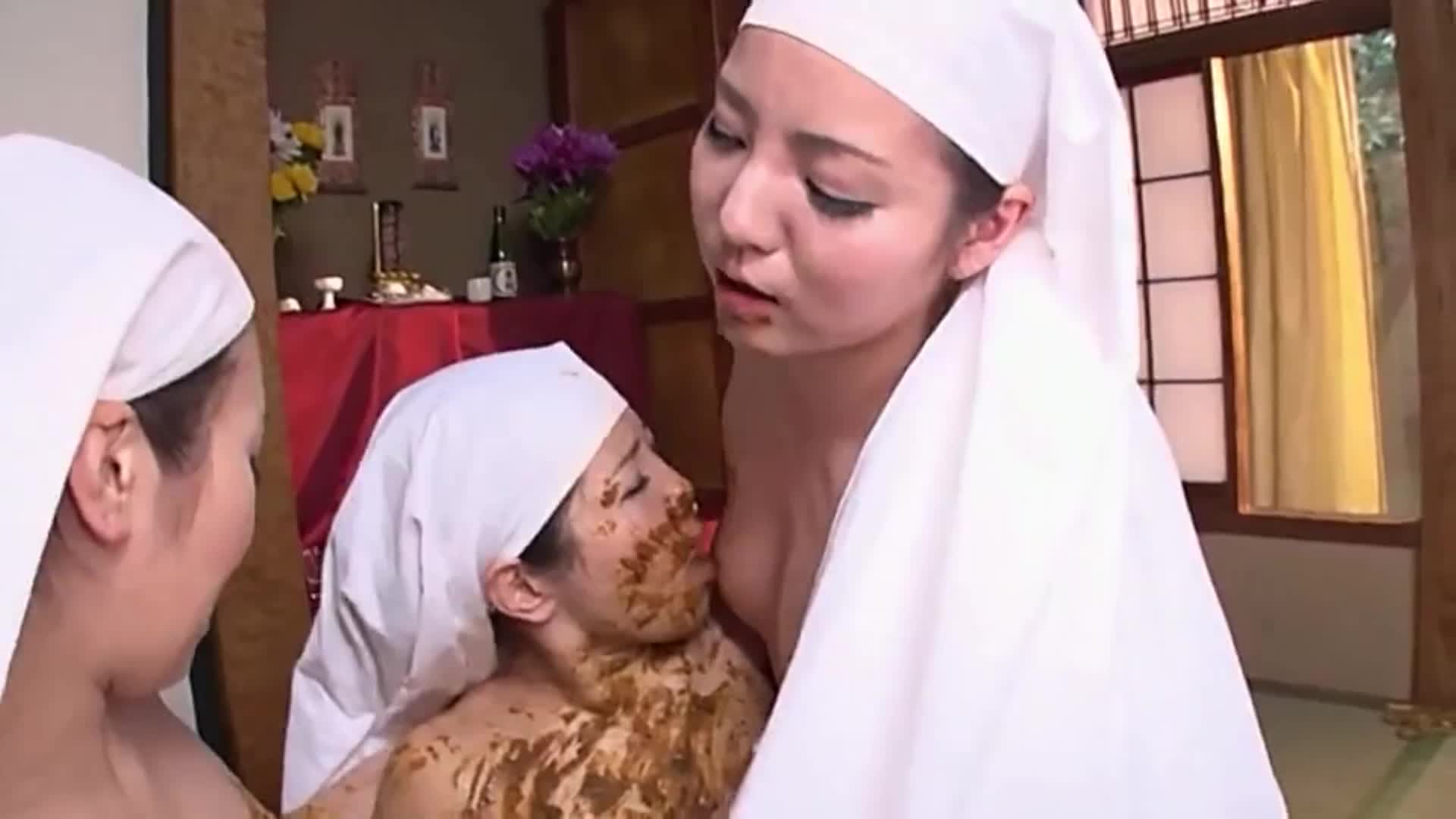 Group Japanese lesbianas extreme scat orgy
