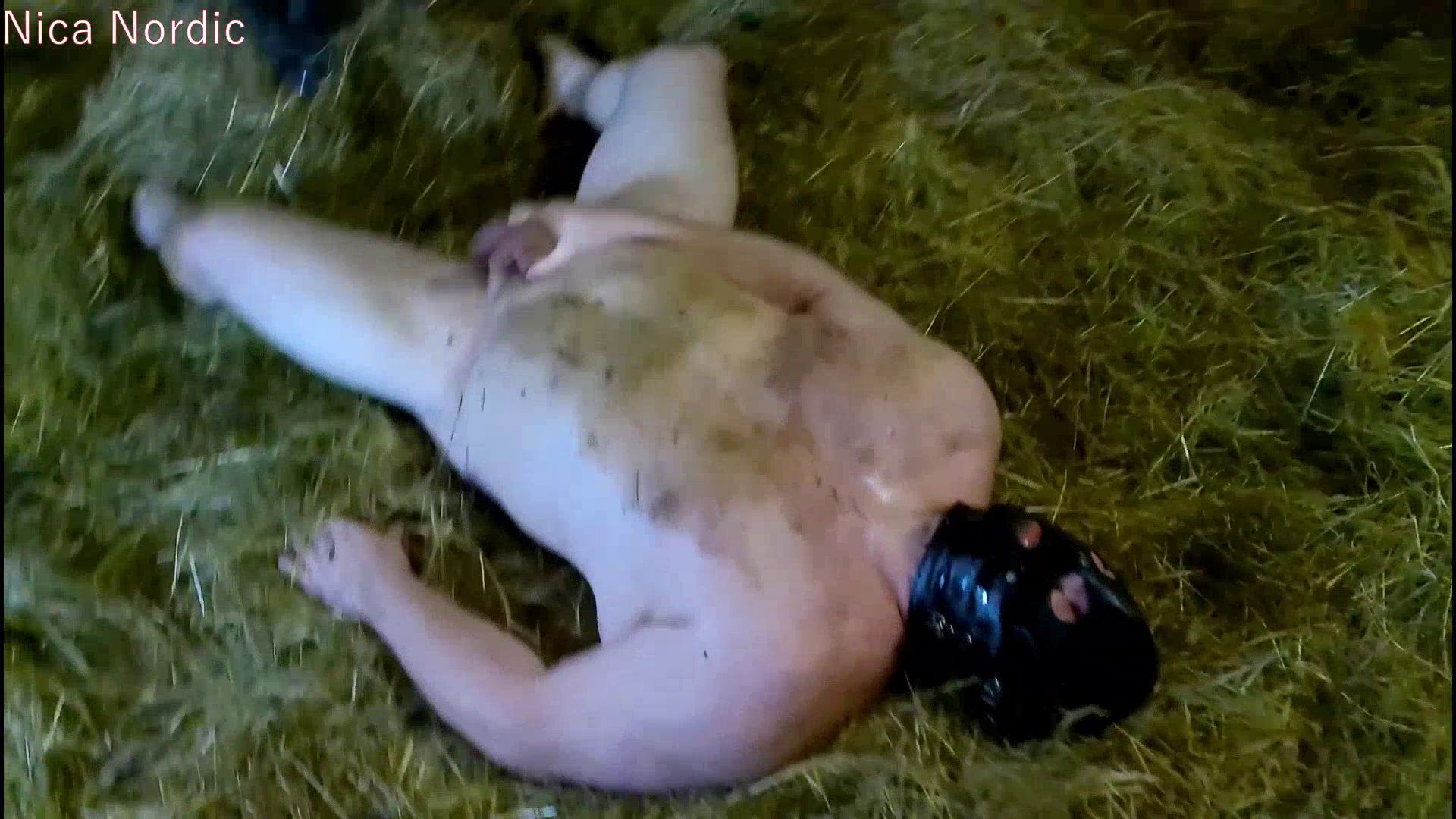 Perverted wanker on the dirty stable floor