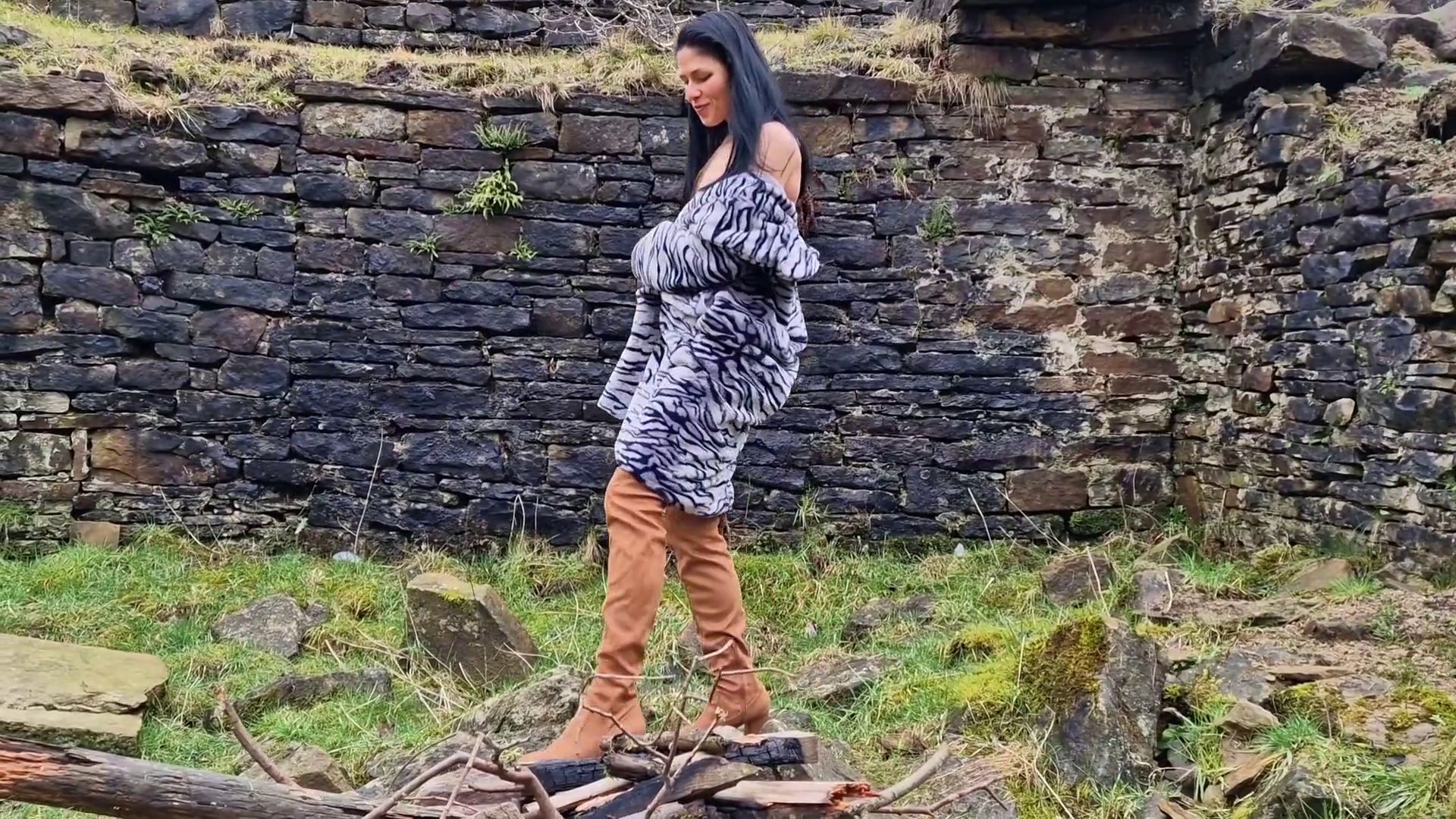 Nude outdoor in abandoned place