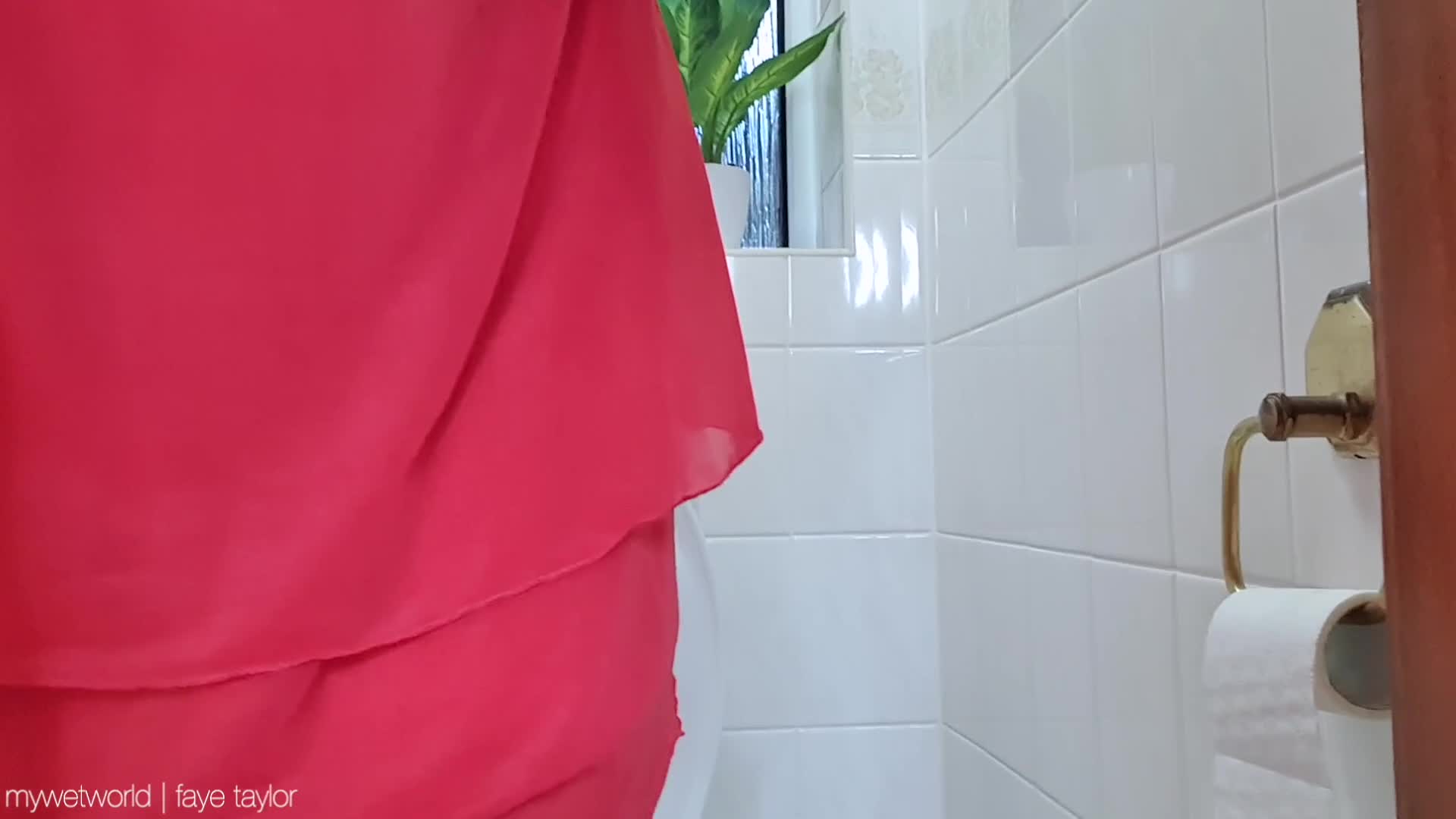 Faye Taylor – Open leg toilet close up wetting peeing