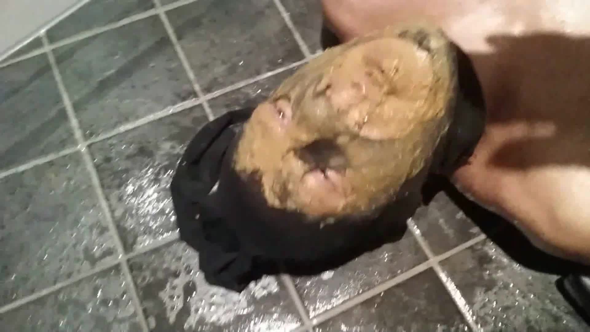 Two mistresses shit in slave mouth